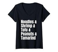 Femme Recette Amusante de liste d'ingrédients Pad Thai T-Shirt avec Col en V