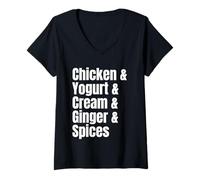 Femme Recette de liste d'ingrédients Tikka Masala de Poulet Indien T-Shirt avec Col en V