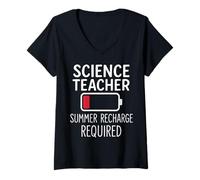 Femme Recharge d'été pour Professeur de Sciences requise pour l'école de Fin d'année T-Shirt avec Col en V