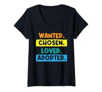 Femme Recherché, Choisi, aimé, adopté - Adoption - Placement en Famille d'accueil T-Shirt avec Col en V