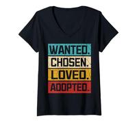 Femme Recherché, Choisi, aimé, adopté - Adoption - Placement en Famille d'accueil T-Shirt avec Col en V