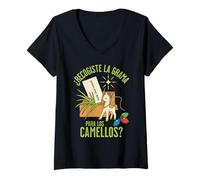 Femme ¿Recogiste La Grama Para Los Camellos? Jour des Trois Rois T-Shirt avec Col en V