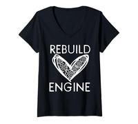 Femme Reconstruire Moteur Cœur Circuit Réparation Et Innovation T-Shirt avec Col en V