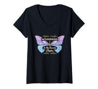 Femme Récupération de la santé mentale Effet Papillon Guérison traumatisme T-Shirt avec Col en V