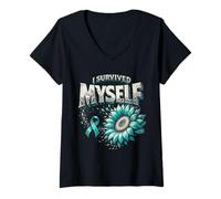 Femme Récupération des Addictions I Survived Myself T-Shirt avec Col en V