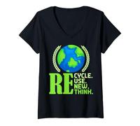 Femme Recycler Réutiliser Renouveler Repenser T-Shirt avec Col en V