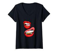 Femme Red Color Talk That-x2 Red Graphic T-Shirt avec Col en V