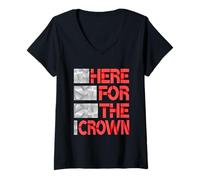 Femme Red Here for The Crown Red Graphic T-Shirt avec Col en V