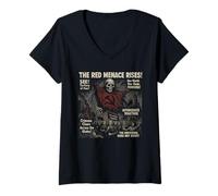 Femme Red Menace Communism Horreur Movie Vintage Halloween T-Shirt avec Col en V