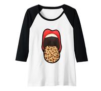 Femme Red Sexy Lips Léopard Langue Chemise Cadeau Manche Raglan