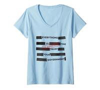 Femme Redacted Everything is Fine Trust Your Government Political T-Shirt avec Col en V