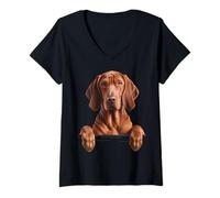 Femme Redbone Coonhound Cute Peeking pour Les Amoureux des Chiens T-Shirt avec Col en V