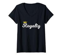 Femme Redevance Redevance de la Couronne T-Shirt avec Col en V