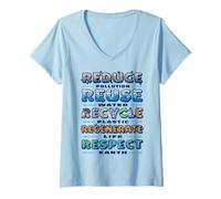 Femme Réduire la réutilisation du Recyclage des Enseignants en éducation environnementale T-Shirt avec Col en V