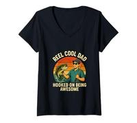 Femme Reel Cool Dad Chemise de pêche - Cadeau de pêcheur Amusant pour Papa T-Shirt avec Col en V