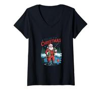 Femme Reeling in Christmas Cheer - Pêche de Noël Amusante T-Shirt avec Col en V