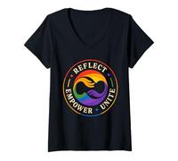 Femme Refléter, renforcer, unir, diversité, unité, égalité T-Shirt avec Col en V