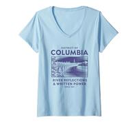 Femme Reflets du fleuve et Puissance écrite de Washington D.C. T-Shirt avec Col en V
