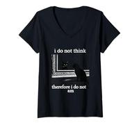 Femme Réflexion féline philosophique T-Shirt avec Col en V