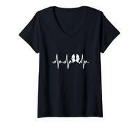 Femme Réflexologie réflexologue Massage Rythme Cardiaque Amour T-Shirt avec Col en V