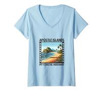 Femme Refuge - Îles des Apôtres T-Shirt avec Col en V