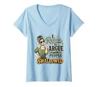 Femme Refusez de discuter avec Ceux Qui devraient être avalés T-Shirt avec Col en V