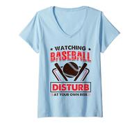 Femme Regarder Le Baseball déranger à Vos Risques et périls drôle T-Shirt avec Col en V