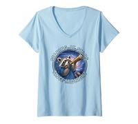 Femme Regarder Les étoiles Depuis Minuit T-Shirt avec Col en V