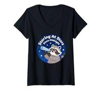 Femme Regarder Les étoiles Depuis Minuit T-Shirt avec Col en V