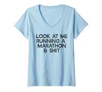 Femme Regardez-Moi Courir Un Marathon ET Tout ÇA, Funny Runner Meme T-Shirt avec Col en V