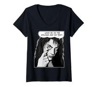 Femme Regardez-Moi dans l'eye-Liner et Dites à Cette Fille Pop Art Emo Gothique T-Shirt avec Col en V
