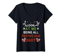 Femme Regardez-Moi en Train de Faire la fête et Tout ça T-Shirt avec Col en V