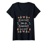 Femme Regardez-Moi en Train de Faire la fête et Tout ça T-Shirt avec Col en V