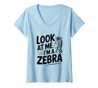 Femme Regardez-Moi, Je suis Un Amoureux des Animaux drôles de zèbres T-Shirt avec Col en V