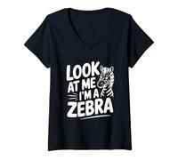 Femme Regardez-Moi, Je suis Un Amoureux des Animaux drôles de zèbres T-Shirt avec Col en V