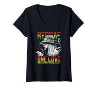 Femme Reggae Rastafari Love Rasta Reggae Racines Jamaïque T-Shirt avec Col en V