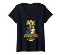 Femme Regina Caeli Bienheureuse Vierge Marie et Enfant Jésus T-Shirt avec Col en V