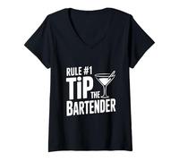 Femme Règle #1 Astuce Le Barman T-Shirt avec Col en V