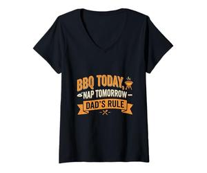 Femme Règle Cadeau Funny Dad Pitmaster BBQ Papa Smoker Grill T-Shirt avec Col en V