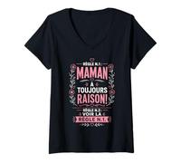 Femme Règle n.1 Maman a Toujours Raison Fête des Mères T-Shirt avec Col en V