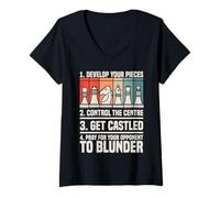 Femme Règles d'ouverture d'échecs T-Shirt avec Col en V