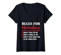Femme Règles pour Le Lundi Ne me Parlez Pas, ne me Regardez Pas dire T-Shirt avec Col en V