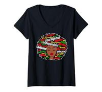Femme Reine Afro courageuse et indépendante T-Shirt avec Col en V