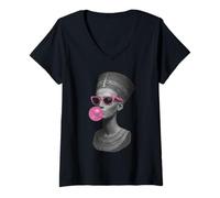 Femme Reine Antique de Nefertiti T-Shirt avec Col en V
