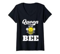 Femme Reine des Abeilles avec Une Couronne Amusante T-Shirt avec Col en V