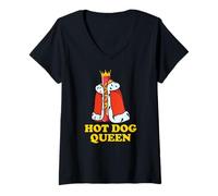 Femme Reine des hot-dogs couronnés | Cookouts d'été amusants de Royal Foodie T-Shirt avec Col en V
