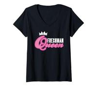 Femme Reine des premières rentrée stylée rose T-Shirt avec Col en V