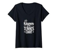 Femme Reine du court de tennis T-Shirt avec Col en V