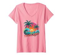 Femme Reine Thaïlande Fabuleux Voyage croisière Vacances Famille Assorti T-Shirt avec Col en V