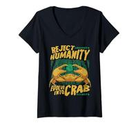 Femme Rejeter l'humanité et Devenir Un mème du Crabe T-Shirt avec Col en V